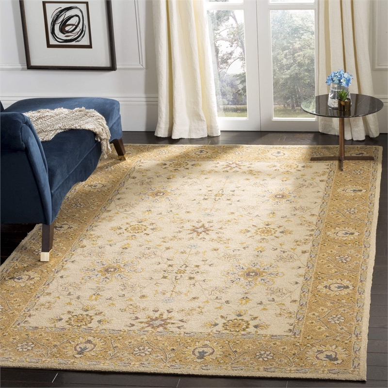 Safavieh DuraRug 8' X 10' Hand Hooked Rug in Ivory and Beige