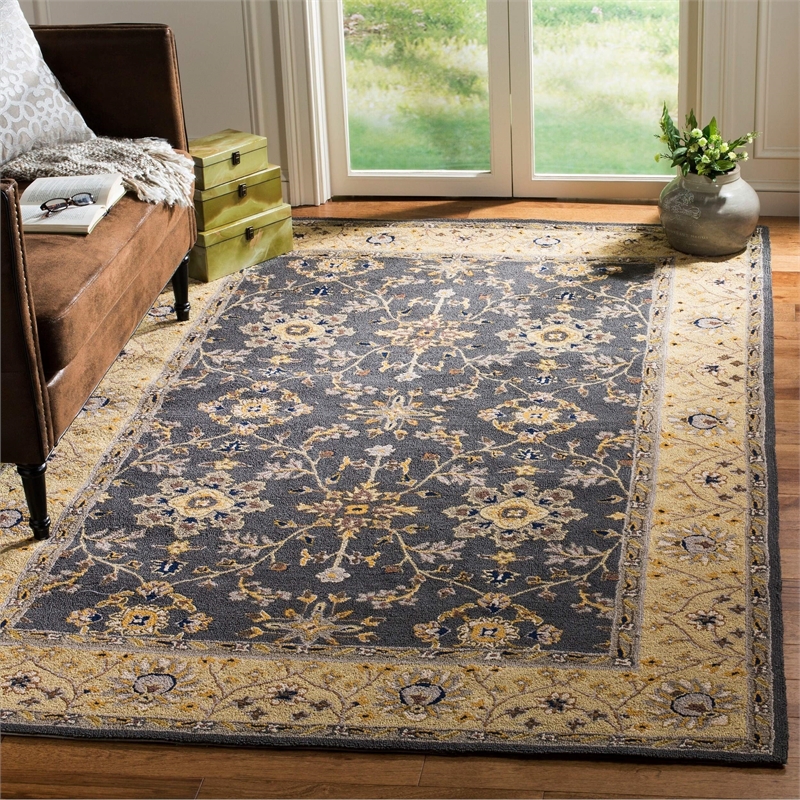 Safavieh DuraRug 8' X 10' Hand Hooked Rug in Gray and Cream