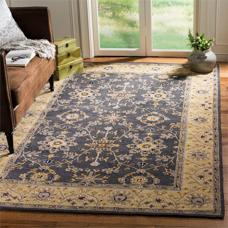 Safavieh DuraRug 8' X 10' Hand Hooked Rug in Gray and Cream