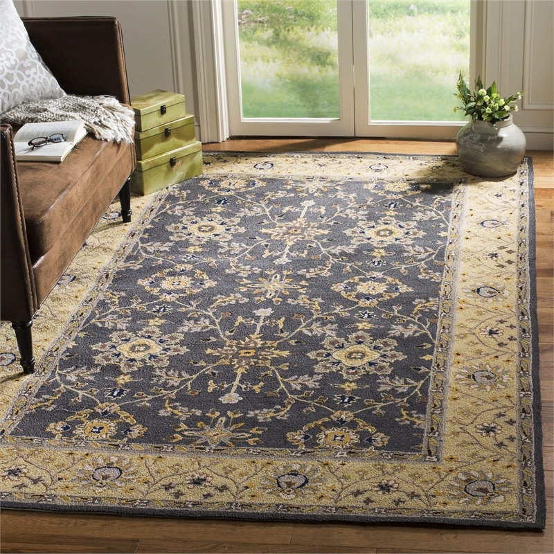 Safavieh DuraRug 8' X 10' Hand Hooked Rug in Gray and Cream