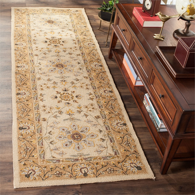 Safavieh DuraRug 9' X 12' Hand Hooked Rug in Gray and Cream