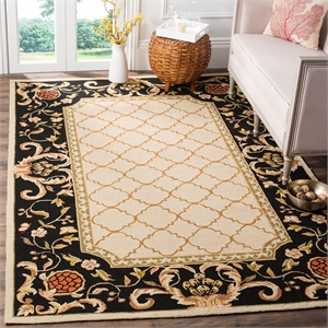 Safavieh DuraRug 4' X 6' Hand Hooked Rug in Ivory and Black