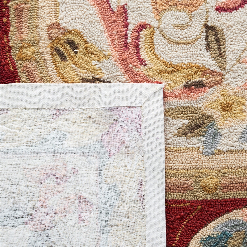 Safavieh DuraRug 3' X 5' Hand Hooked Rug in Ivory and Red