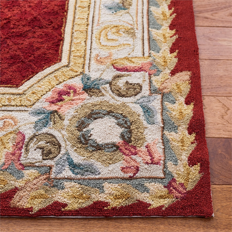 Safavieh DuraRug 3' X 5' Hand Hooked Rug in Ivory and Red