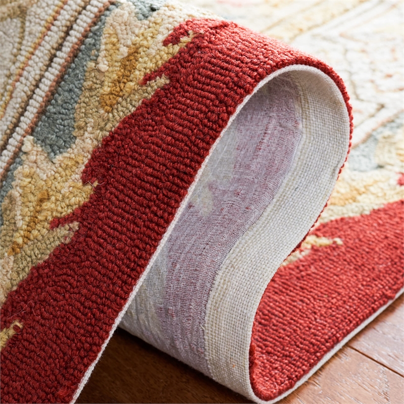 Safavieh DuraRug 3' X 5' Hand Hooked Rug in Ivory and Red