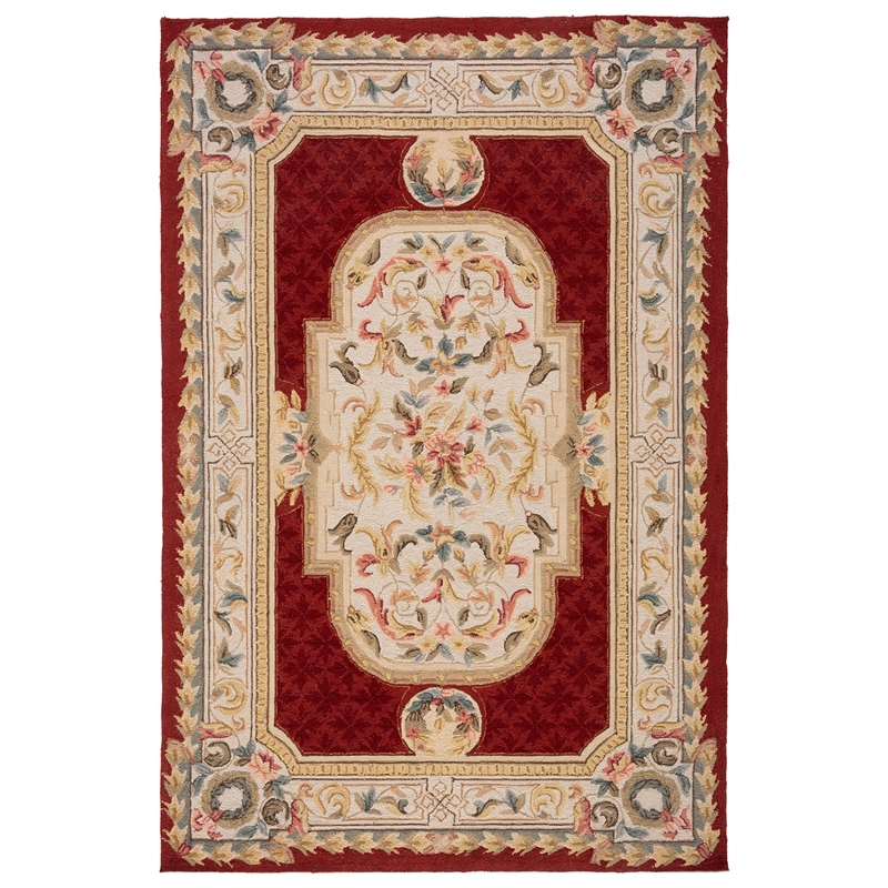 Safavieh DuraRug 4' X 6' Hand Hooked Rug in Ivory and Red