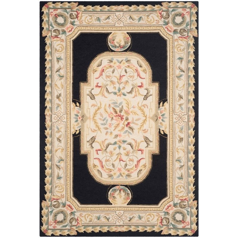 Safavieh DuraRug 4' X 6' Hand Hooked Rug in Navy and Ivory