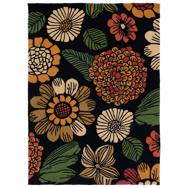 Safavieh Four Seasons 4' X 6' Hand Hooked Polyester Pile Rug in Black