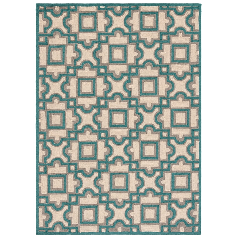 Safavieh Four Seasons 5' X 7' Hand Hooked Rug in Ivory and Aqua