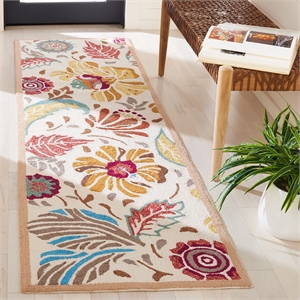 Safavieh Four Seasons 2' X 6' Hand Hooked Rug in Ivory and Gray