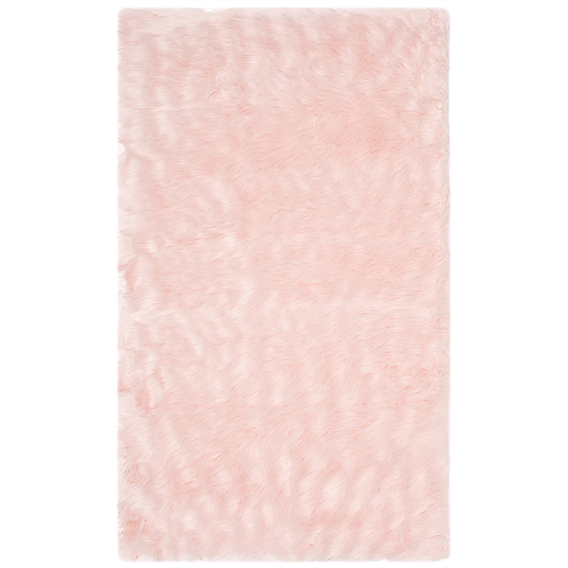 Safavieh Faux Sheep Skin 3' X 5' Power Loomed Acrylic Rug in Pink