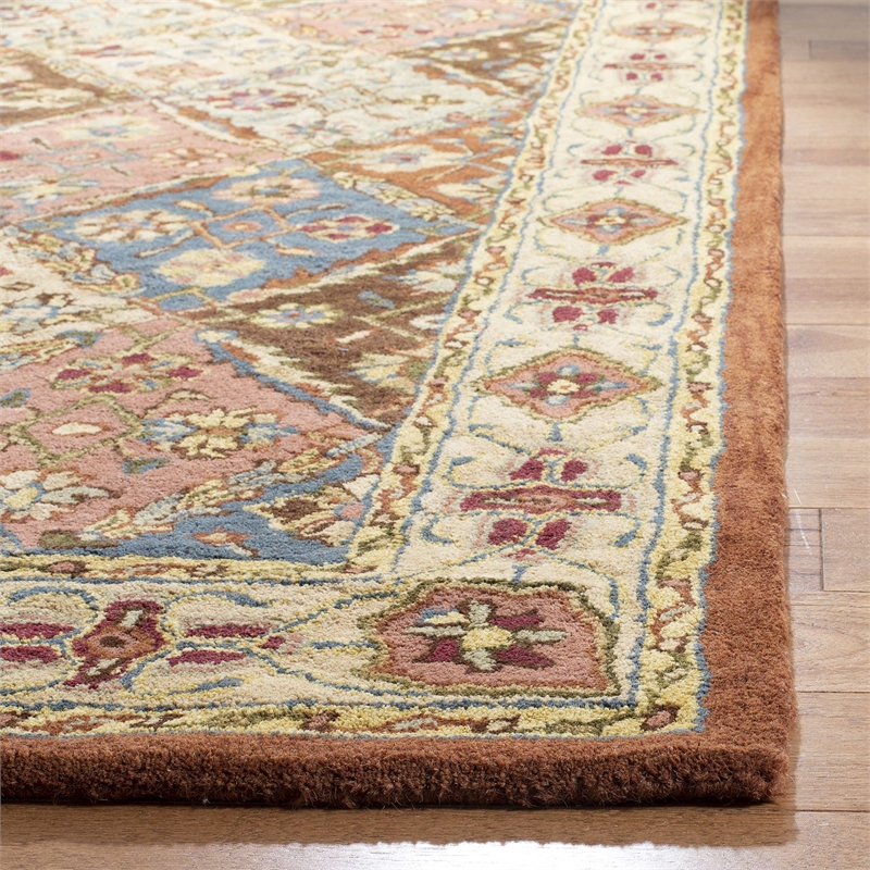 Safavieh Heritage 6' Round Hand Tufted Wool Rug in Green and Red