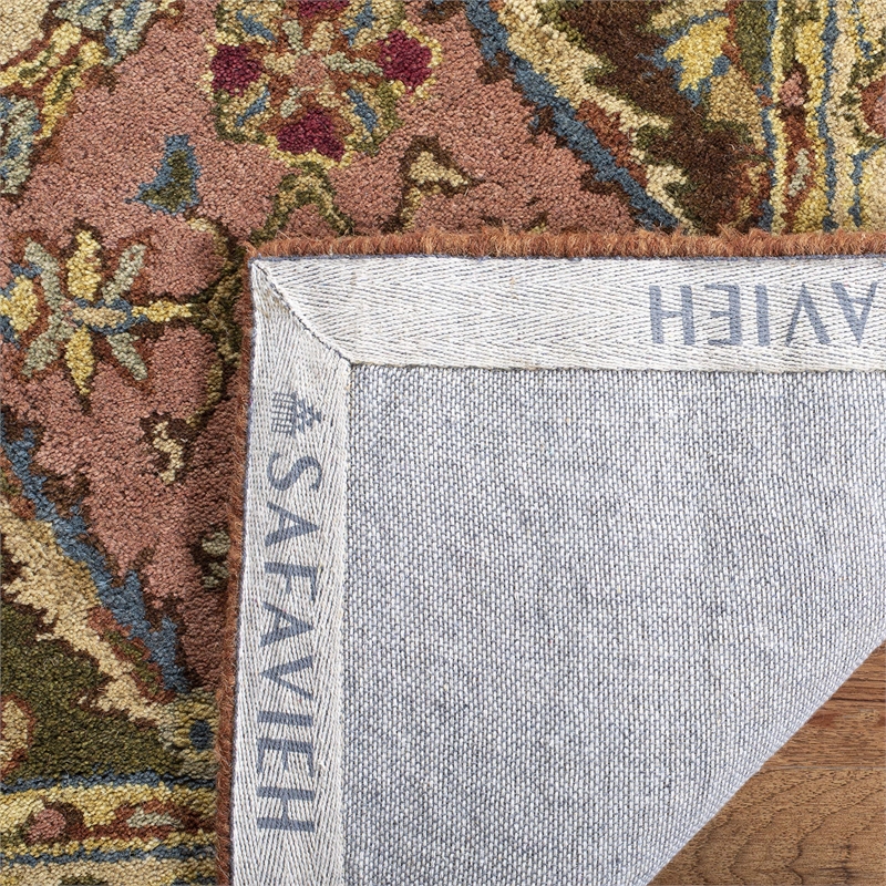 Safavieh Heritage 6' Round Hand Tufted Wool Rug in Green and Red
