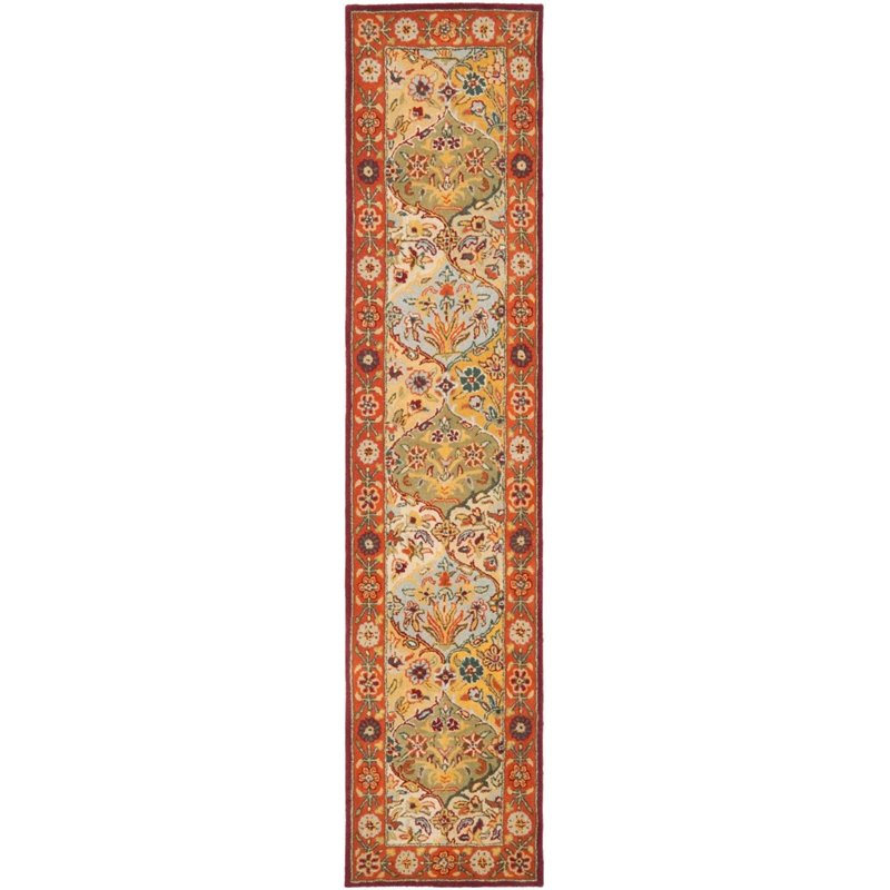 Safavieh Heritage 5' Round Hand Tufted Wool Pile Rug in and Red