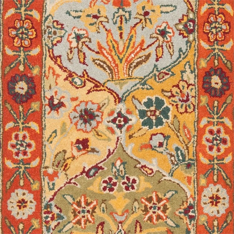 Safavieh Heritage 5' Round Hand Tufted Wool Pile Rug in and Red