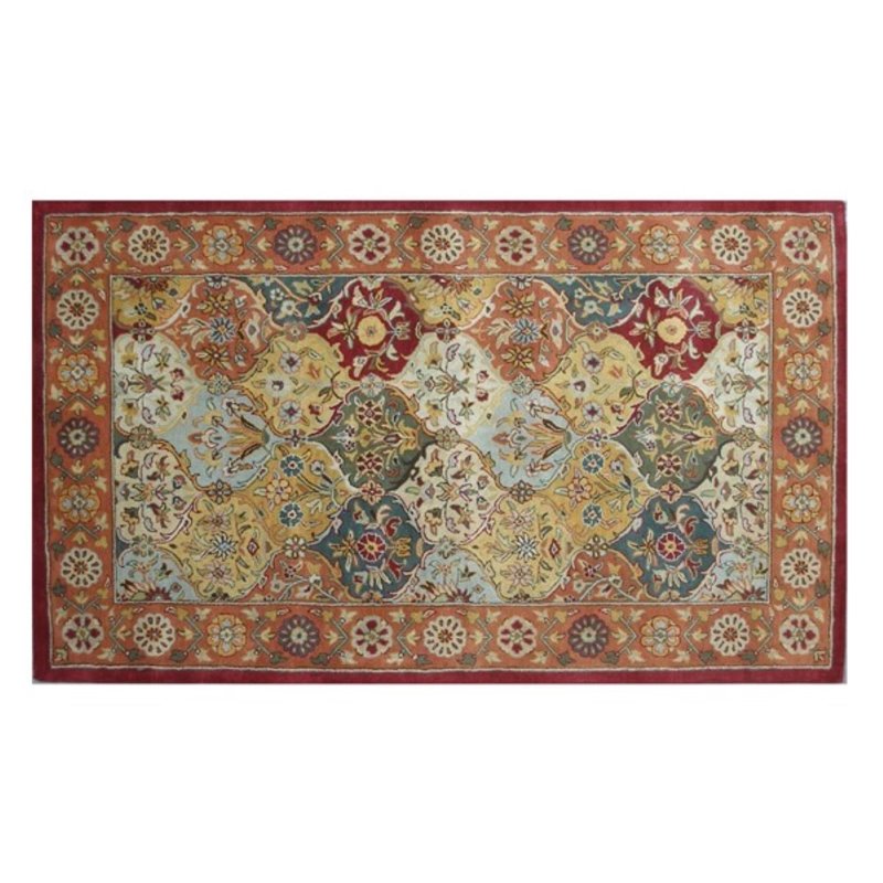 Safavieh Heritage 5' Round Hand Tufted Wool Pile Rug in and Red