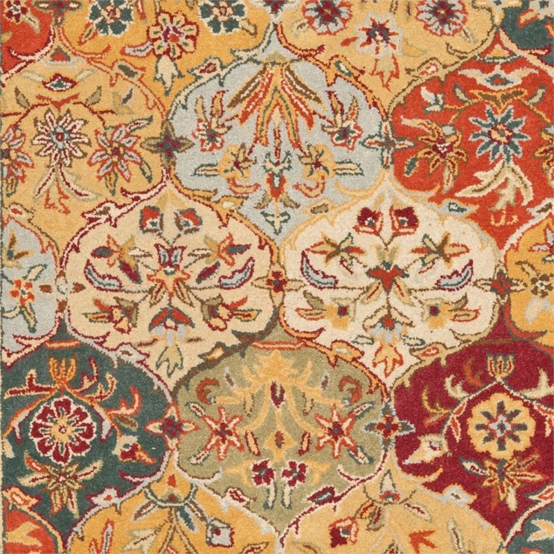 Safavieh Heritage 5' Round Hand Tufted Wool Pile Rug in and Red