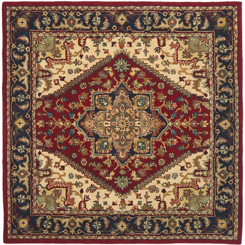 Safavieh Heritage 6' Square Hand Tufted Wool Pile Rug in Red
