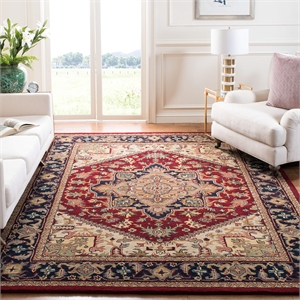 Safavieh Heritage 8' Square Hand Tufted Wool Pile Rug in Red