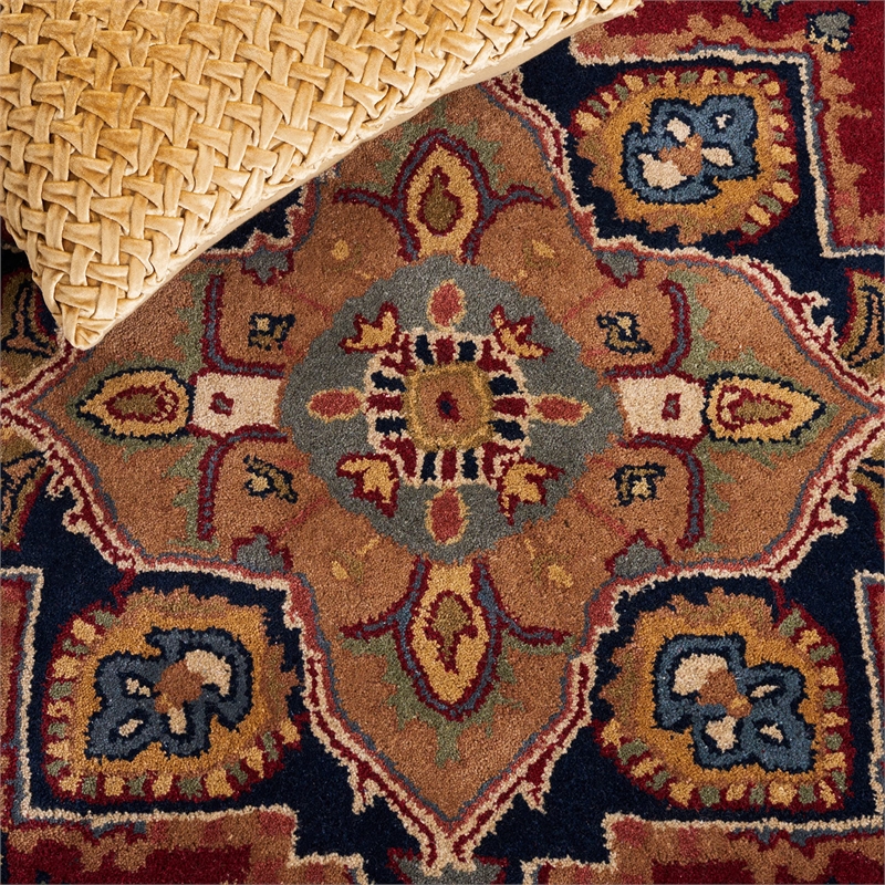 Safavieh Heritage 8' Square Hand Tufted Wool Pile Rug in Red