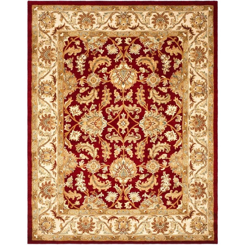 Safavieh Heritage 4' Square Hand Tufted Wool Rug in Red and Ivory