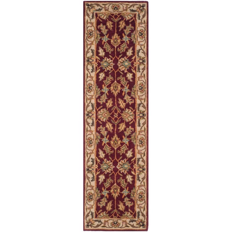 Safavieh Heritage 4' Square Hand Tufted Wool Rug in Red and Ivory