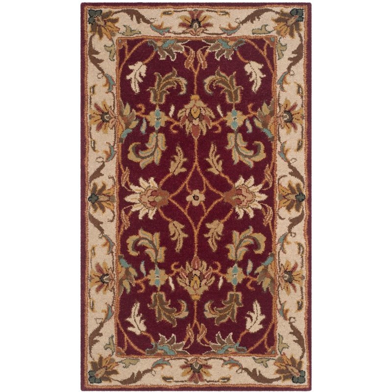 Safavieh Heritage 4' Square Hand Tufted Wool Rug in Red and Ivory