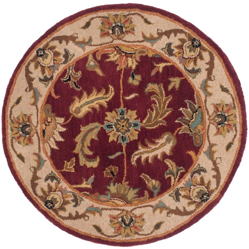 Safavieh Heritage 4' Square Hand Tufted Wool Rug in Red and Ivory