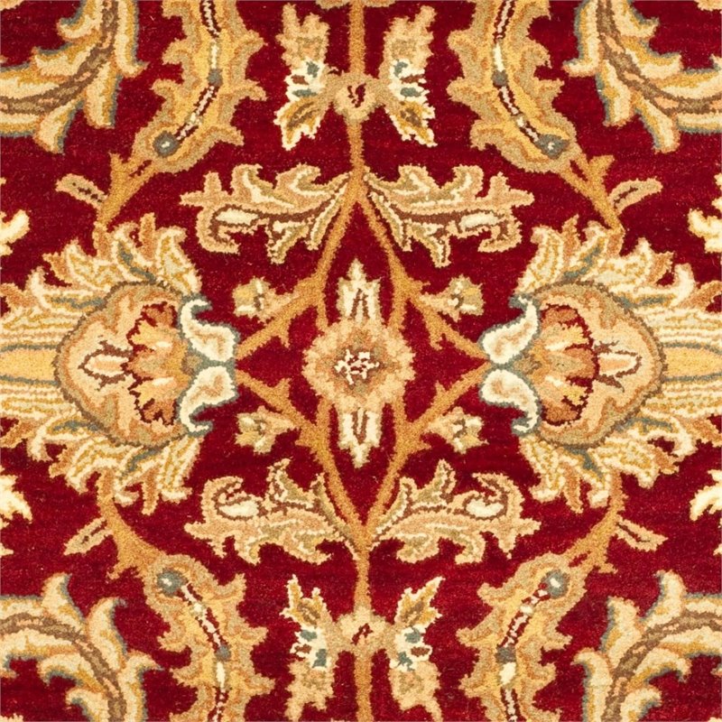 Safavieh Heritage 4' Square Hand Tufted Wool Rug in Red and Ivory