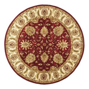 Safavieh Heritage 4' Square Hand Tufted Wool Rug in Red and Ivory