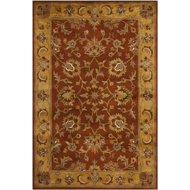 Safavieh Heritage 3' X 5' Hand Tufted Wool Pile Rug in Red and Natural