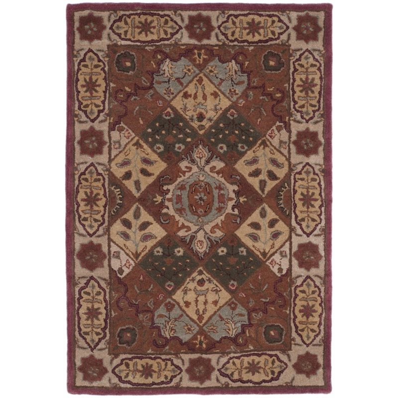 Safavieh Heritage 4' X 6' Hand Tufted Wool Pile Rug in Rust and Ivory