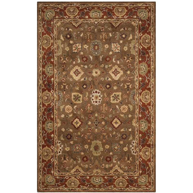 Safavieh Heritage 5' X 8' Hand Tufted Wool Pile Rug in Moss and Rust
