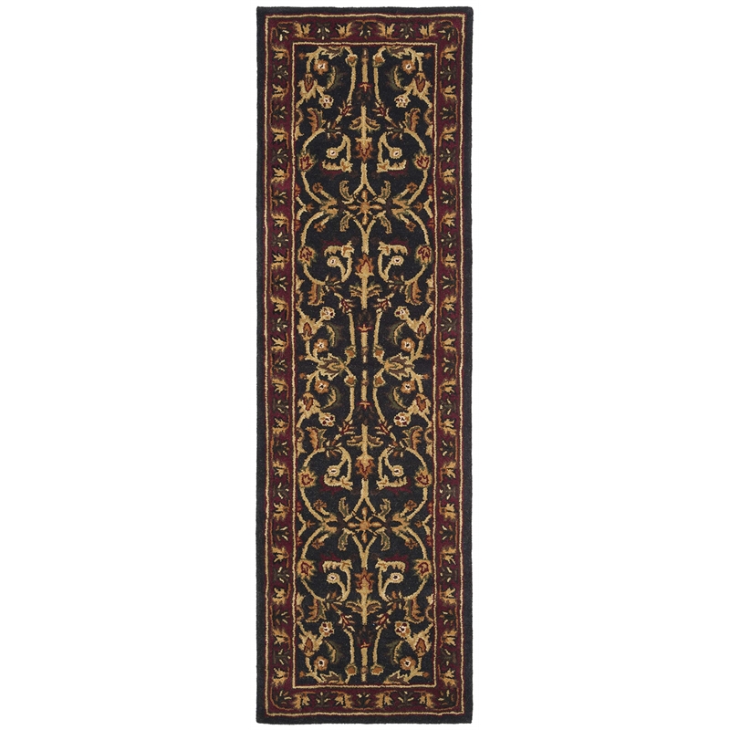 Safavieh Heritage 4' Square Hand Tufted Wool Rug in Black and Red