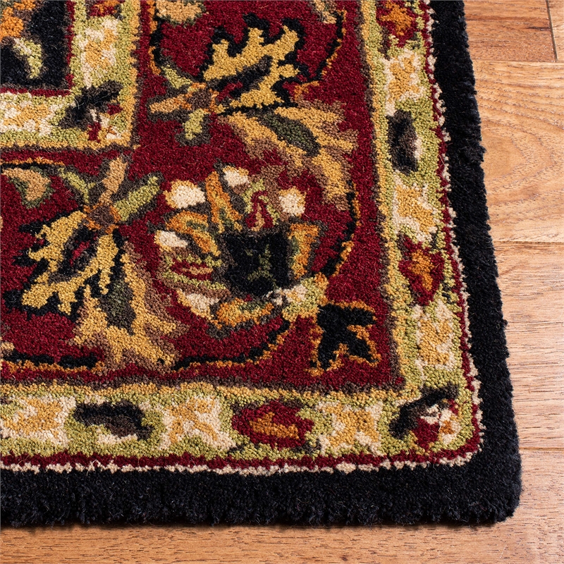 Safavieh Heritage 4' Square Hand Tufted Wool Rug in Black and Red