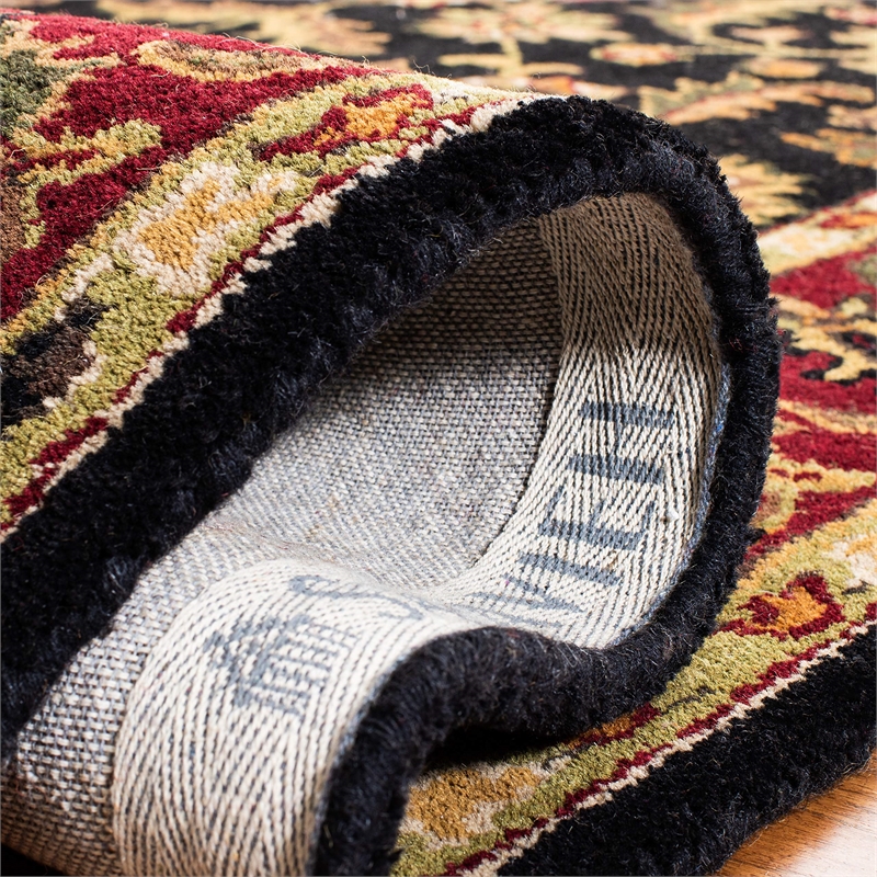 Safavieh Heritage 4' Square Hand Tufted Wool Rug in Black and Red