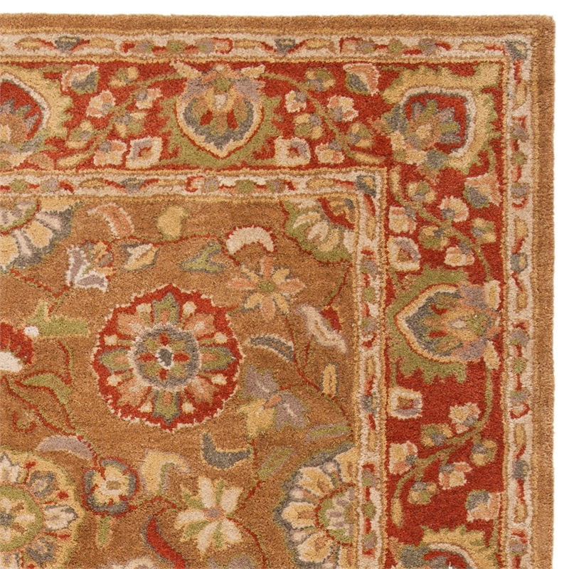 Safavieh Heritage 6' X 9' Hand Tufted Wool Pile Rug in Beige and Rust