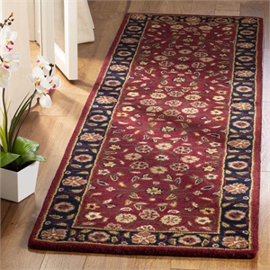 Safavieh Heritage 8' Square Hand Tufted Wool Rug in Red and Navy