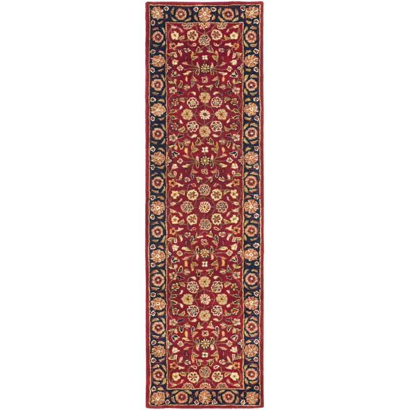 Safavieh Heritage 8' Square Hand Tufted Wool Rug in Red and Navy