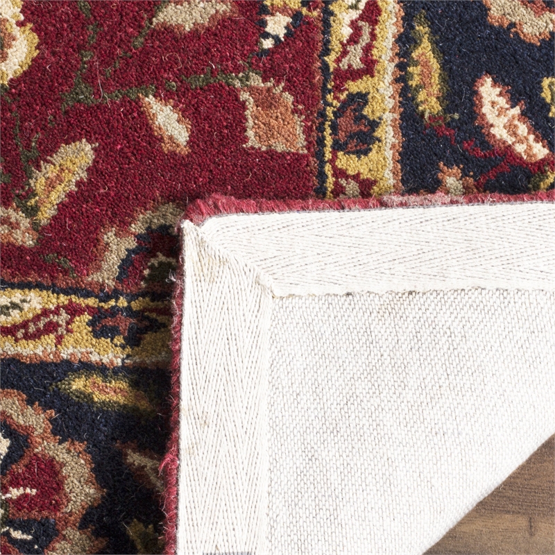 Safavieh Heritage 8' Square Hand Tufted Wool Rug in Red and Navy