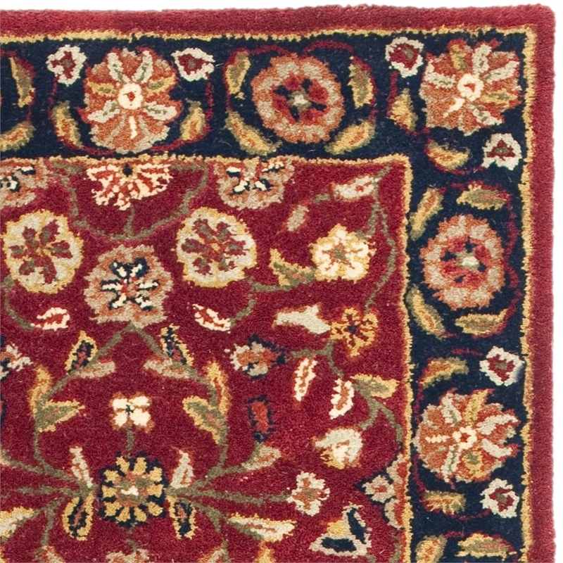Safavieh Heritage 8' Square Hand Tufted Wool Rug in Red and Navy