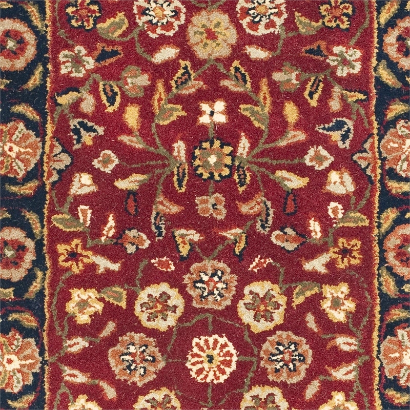 Safavieh Heritage 8' Square Hand Tufted Wool Rug in Red and Navy