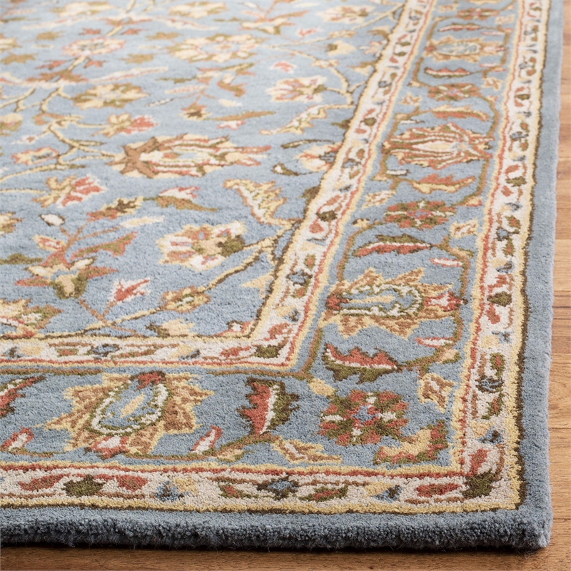 Safavieh Heritage 4' Round Hand Tufted Wool Rug in Blue and Blue