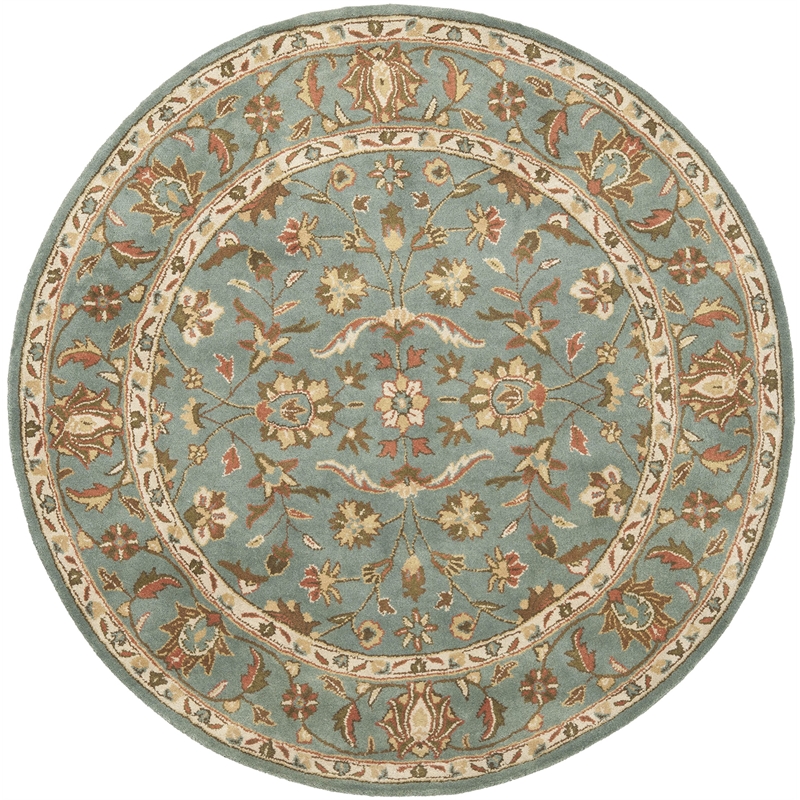 Safavieh Heritage 8' Round Hand Tufted Wool Rug in Blue and Blue