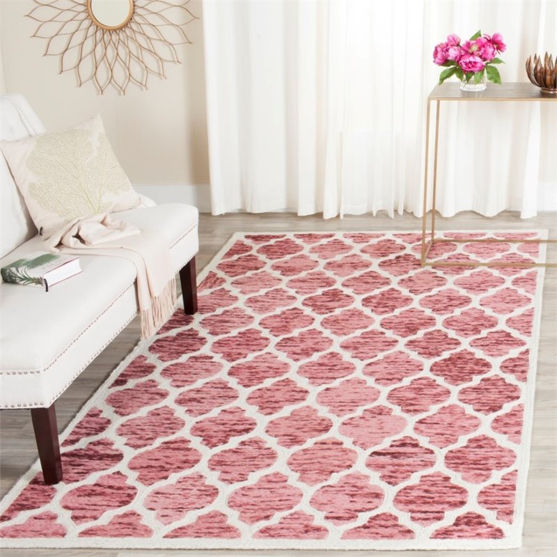 Safavieh Himalaya 2' X 3' Hand Loomed Wool Pile Rug in Red and Ivory