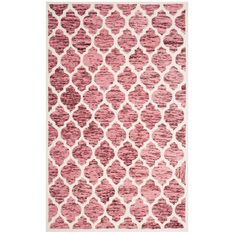 Safavieh Himalaya 3' X 5' Hand Loomed Wool Pile Rug in Red and Ivory