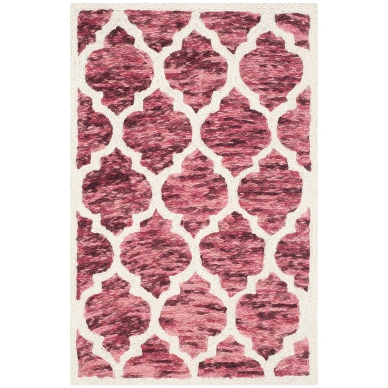 Safavieh Himalaya 3' X 5' Hand Loomed Wool Pile Rug in Red and Ivory
