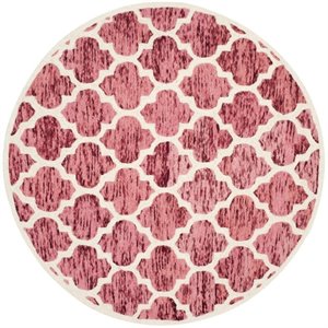 Safavieh Himalaya 6' Round Hand Loomed Wool Rug in Red and Ivory