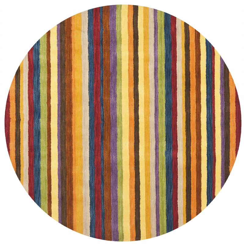 Safavieh Himalaya 8' Round Hand Loomed Wool Pile Rug in Red