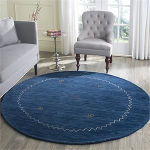 Safavieh Himalaya 8' Round Hand Loomed Wool Pile Rug in Blue